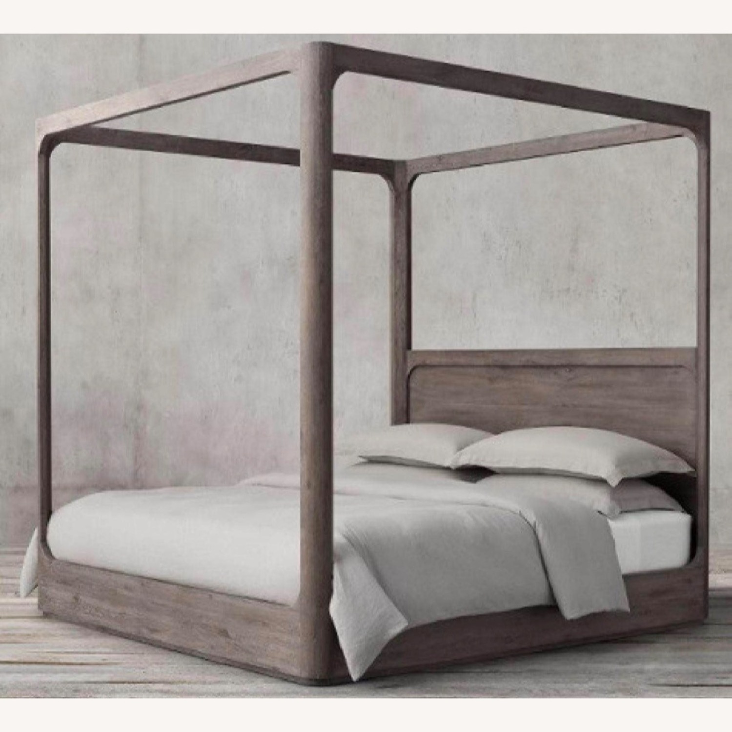 Restoration Hardware Martens Canopy Dark Gray Wood King Bed - image-2