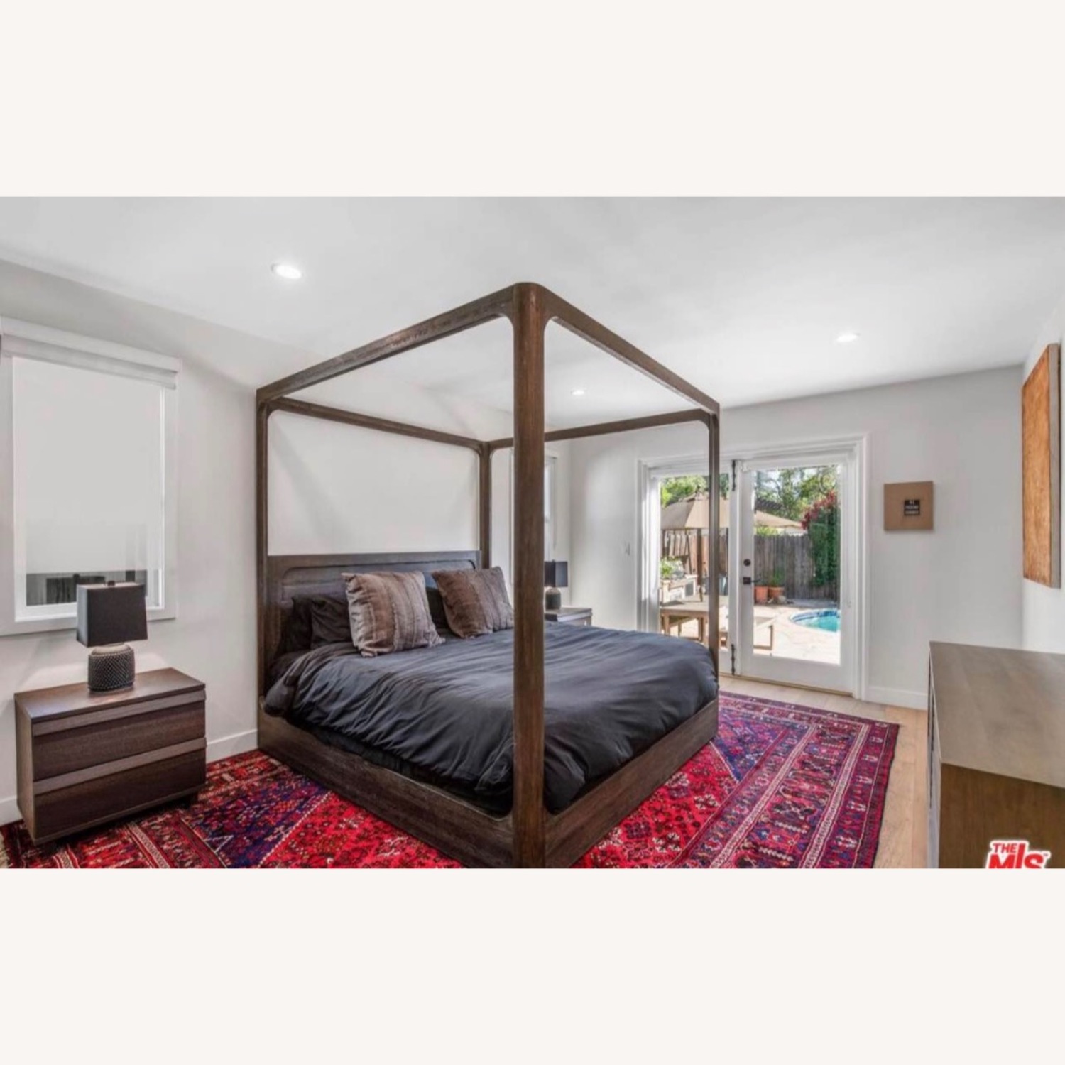 Restoration Hardware Martens Canopy Dark Gray Wood King Bed - image-1