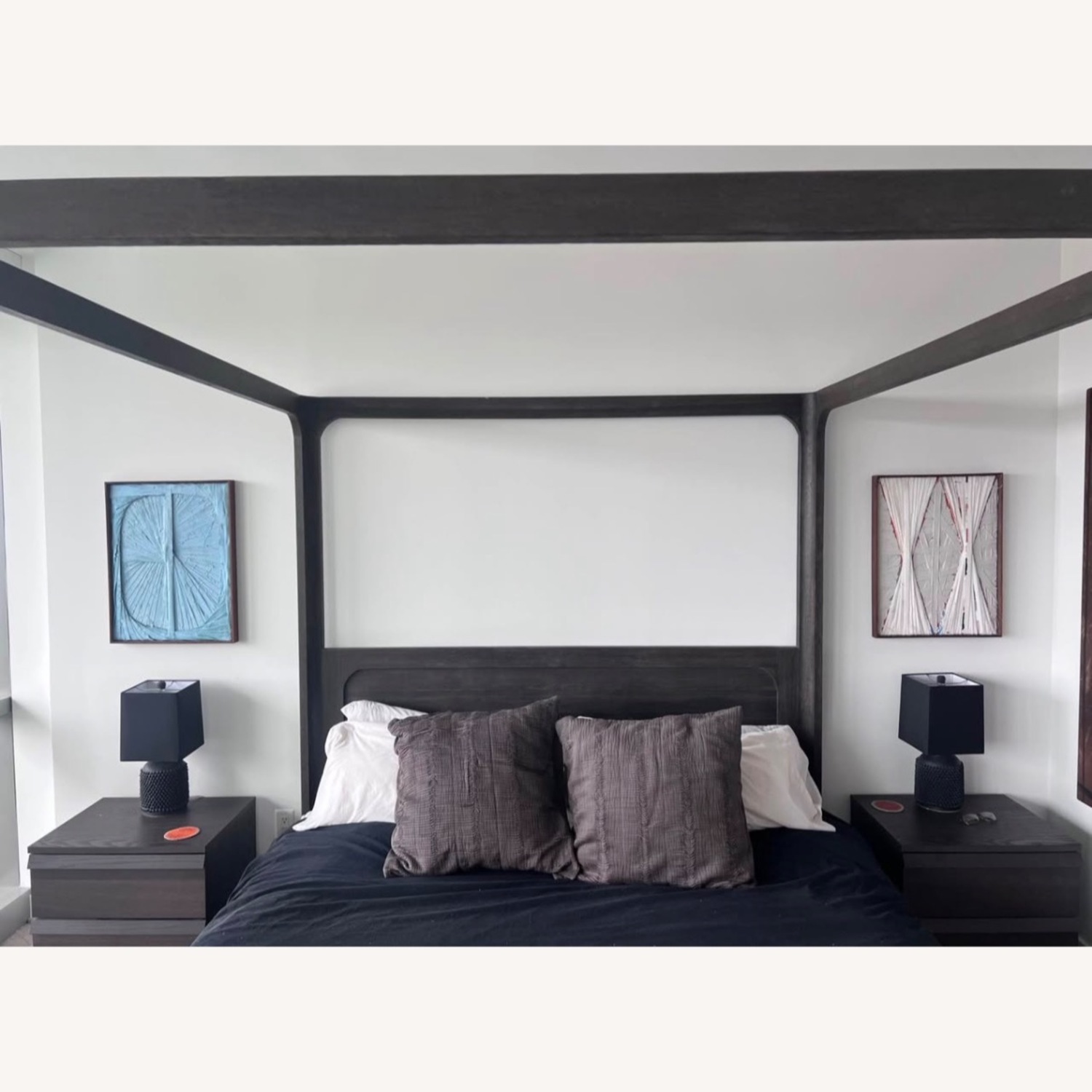 Restoration Hardware Martens Canopy Dark Gray Wood King Bed - image-5
