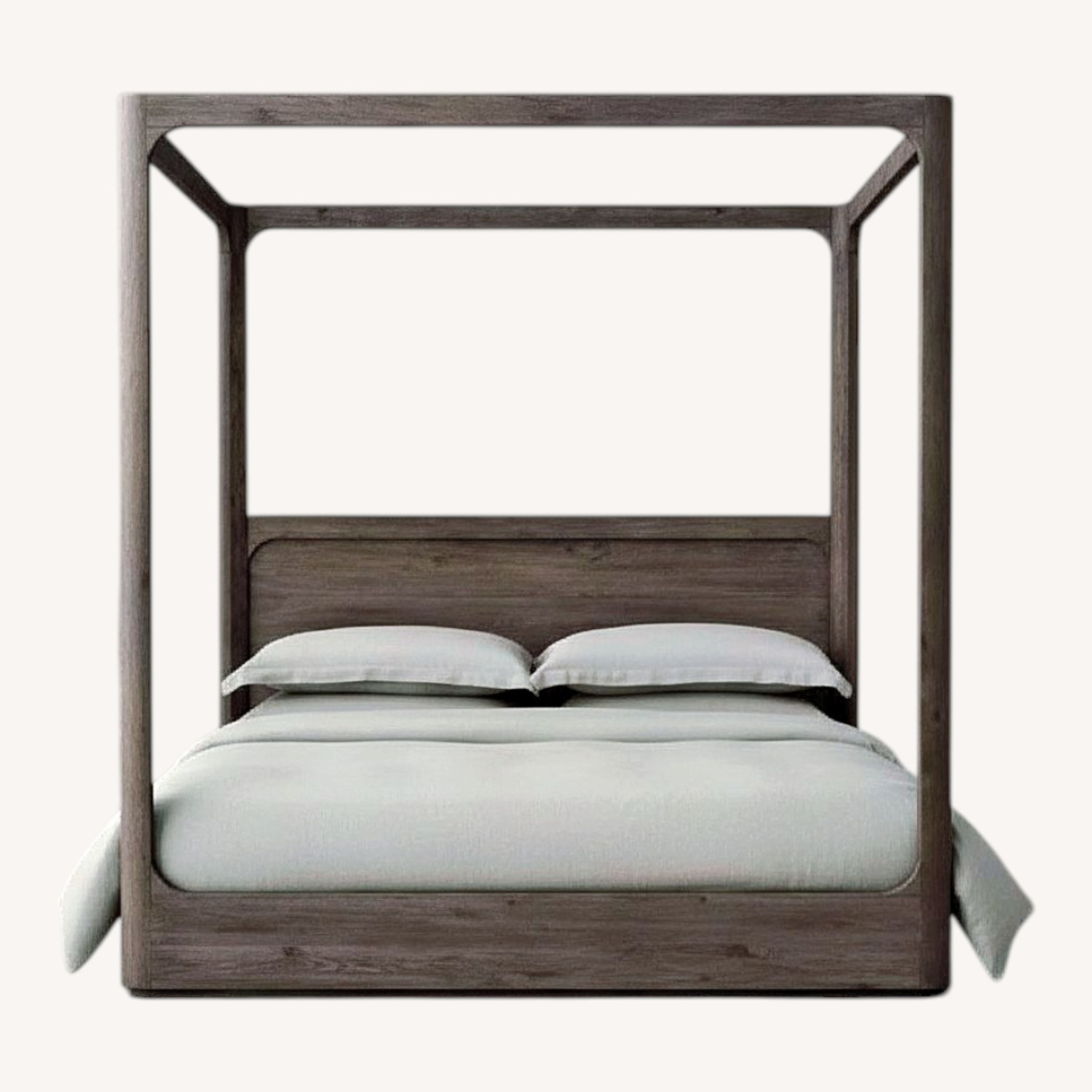 Restoration Hardware Martens Canopy Dark Gray Wood King Bed - image-0