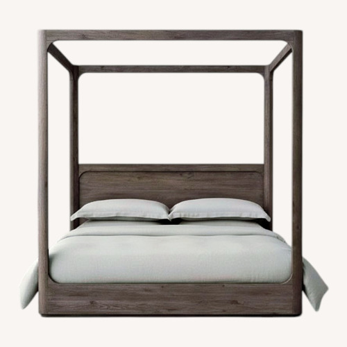 Used Restoration Hardware Martens Canopy Dark Gray Wood King Bed for sale on AptDeco