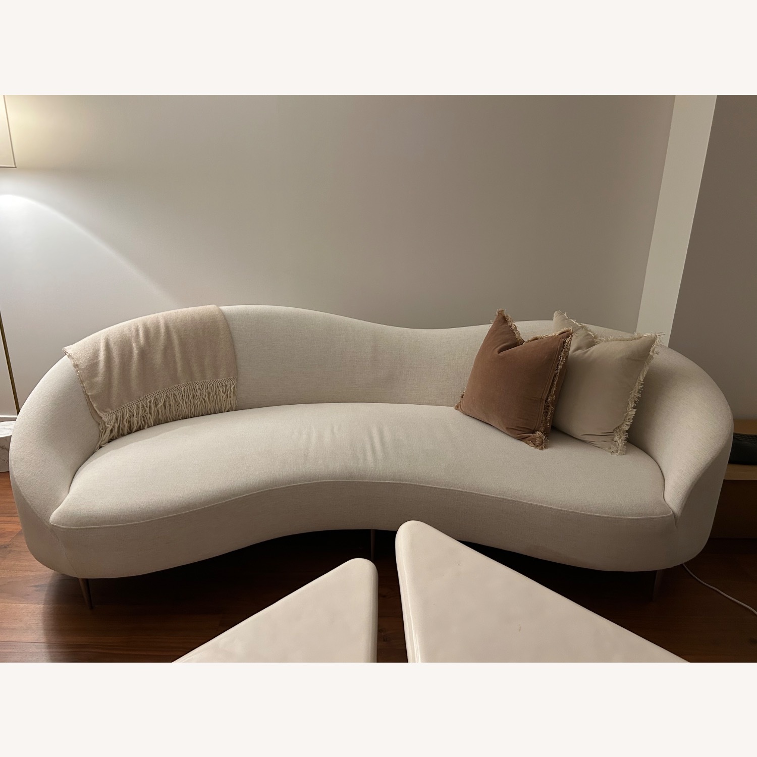 CB2 White Fabric 3+ Seater Sofa - image-1