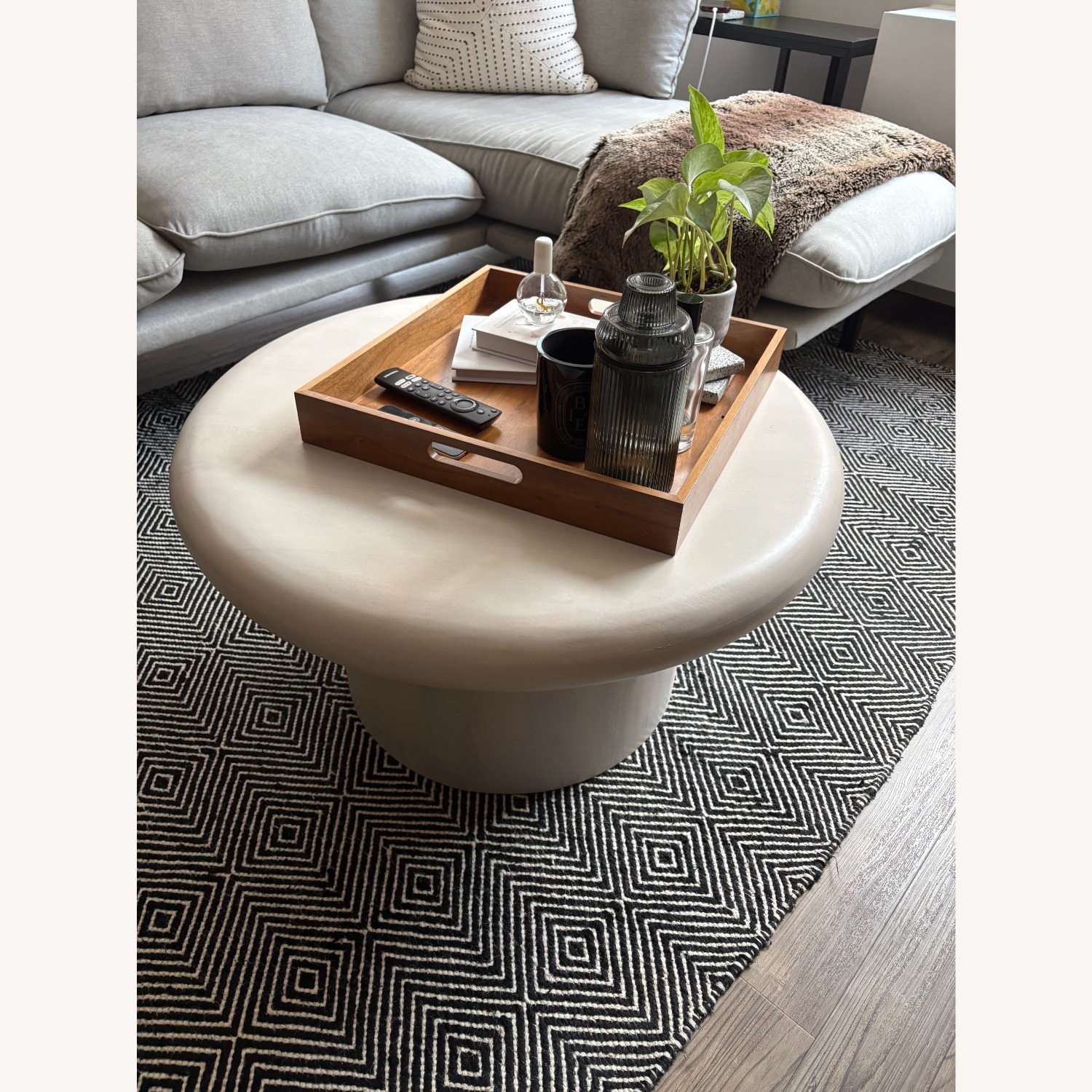 West Elm Oriana Round Coffee Table 30" White Wash - image-1