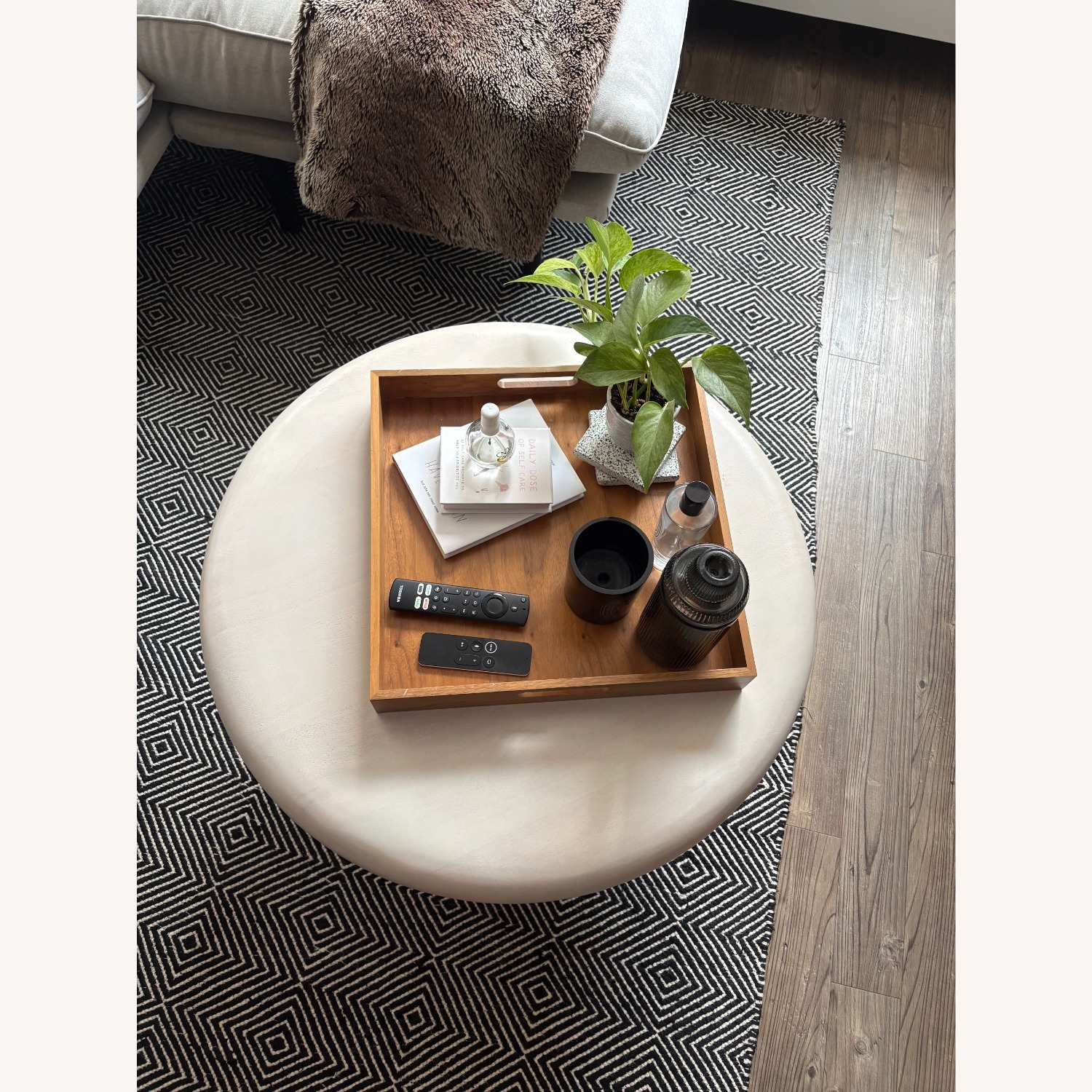 West Elm Oriana Round Coffee Table 30" White Wash - image-3