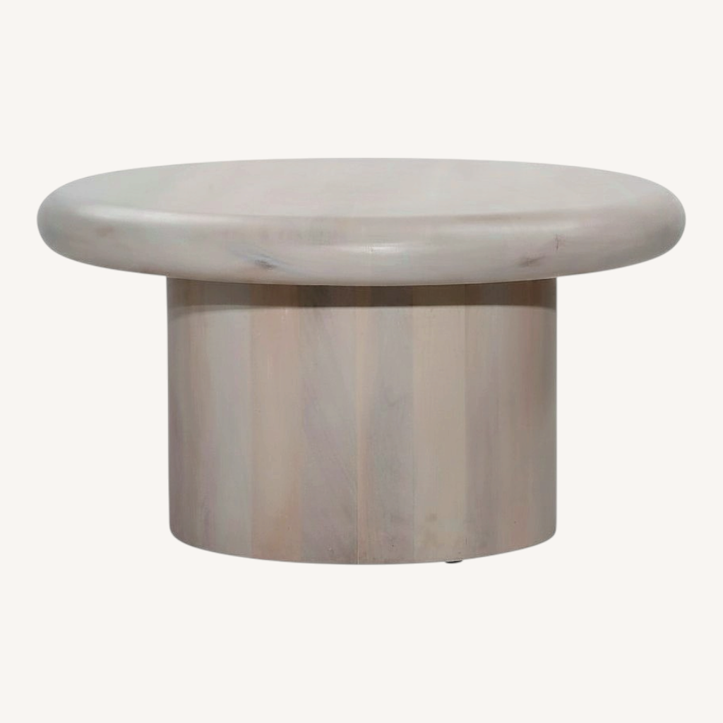 Image of West Elm Oriana Round Coffee Table 30" White Wash