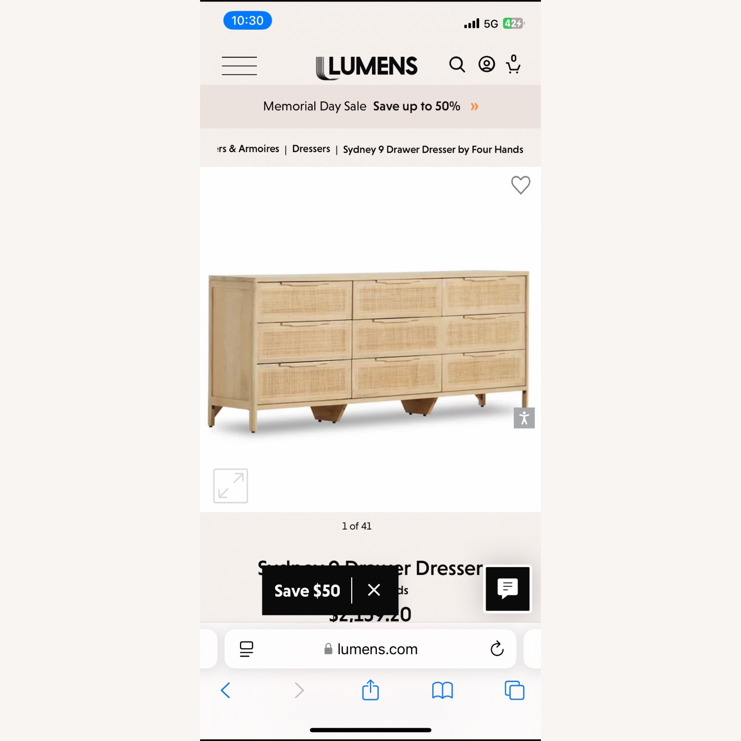 Four Hands Natural Rattan Dresser - image-3