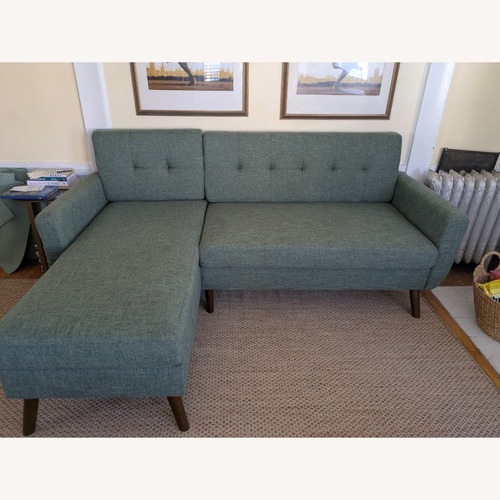 Used Wayfair Green Fabric 2 Piece Sectional for sale on AptDeco