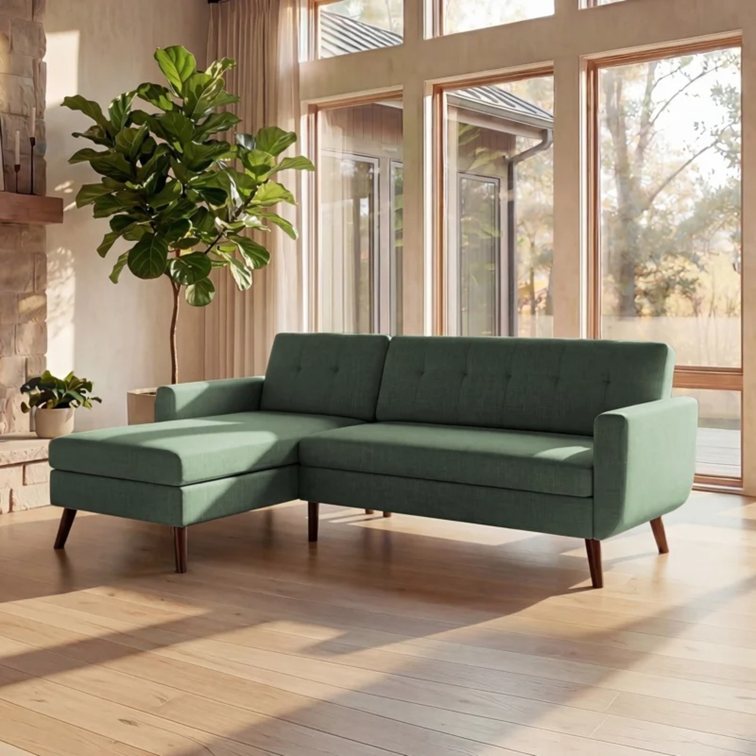 Wayfair Green Fabric 2 Piece Sectional - image-7