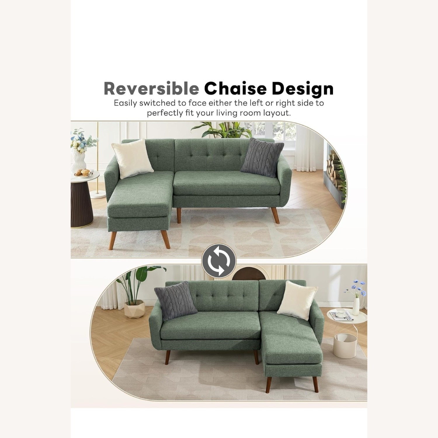 Wayfair Green Fabric 2 Piece Sectional - image-3
