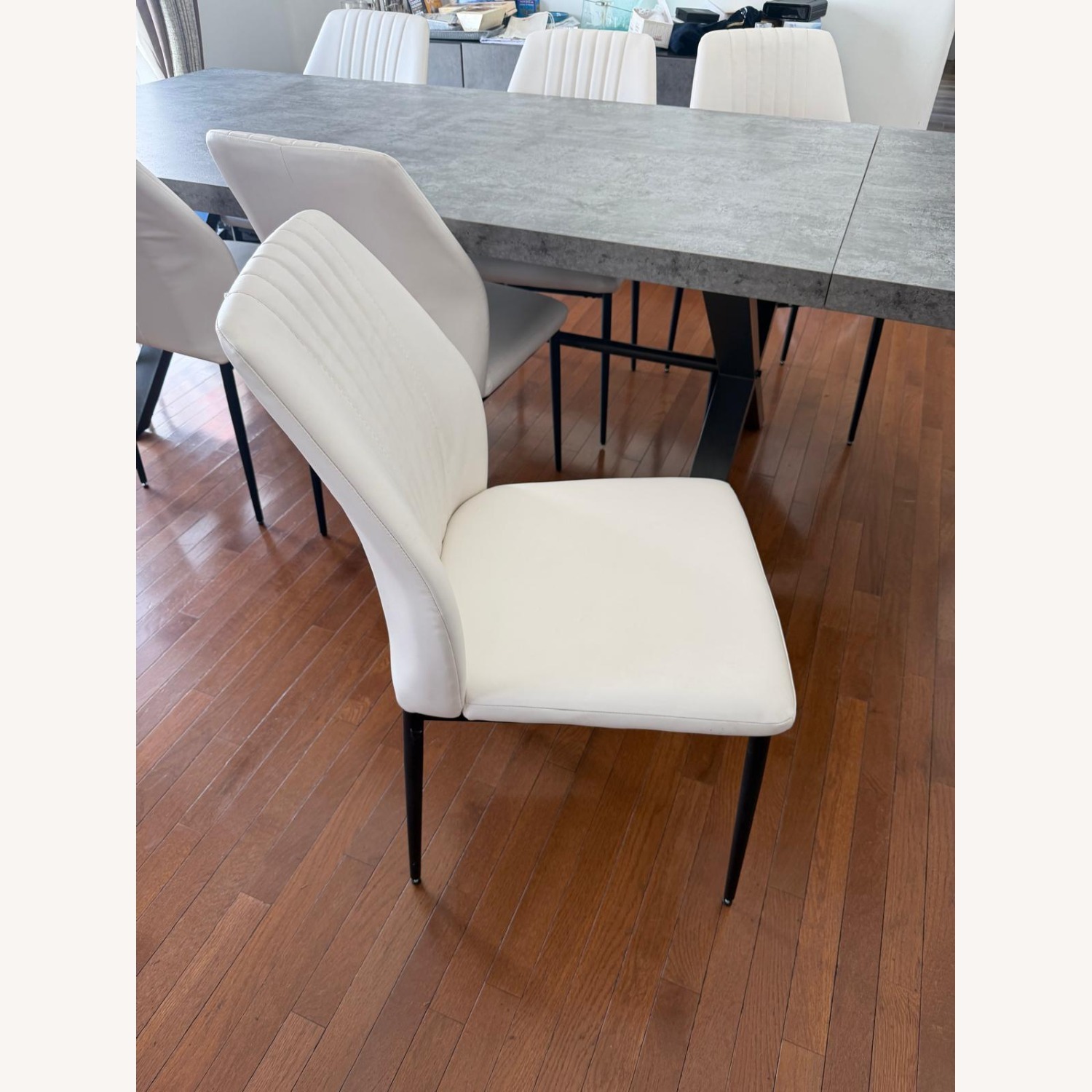 Light Gray Wood Dining Table - image-4