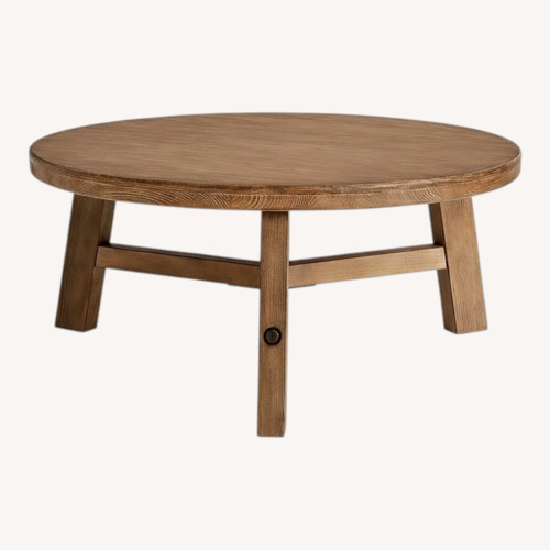 Used Pottery Barn Rustic Farmhouse Round Coffee Table  for sale on AptDeco
