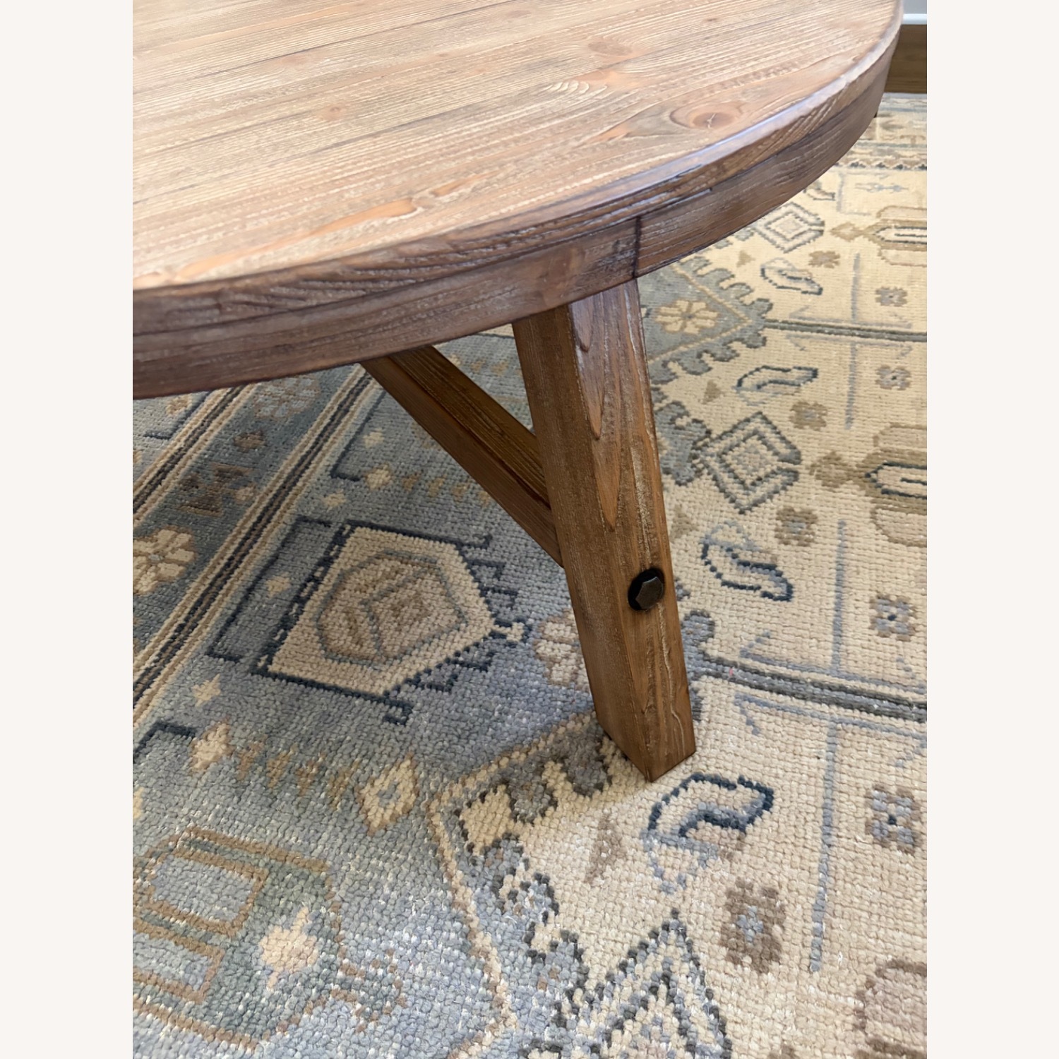 Pottery Barn Rustic Farmhouse Round Coffee Table  - image-2