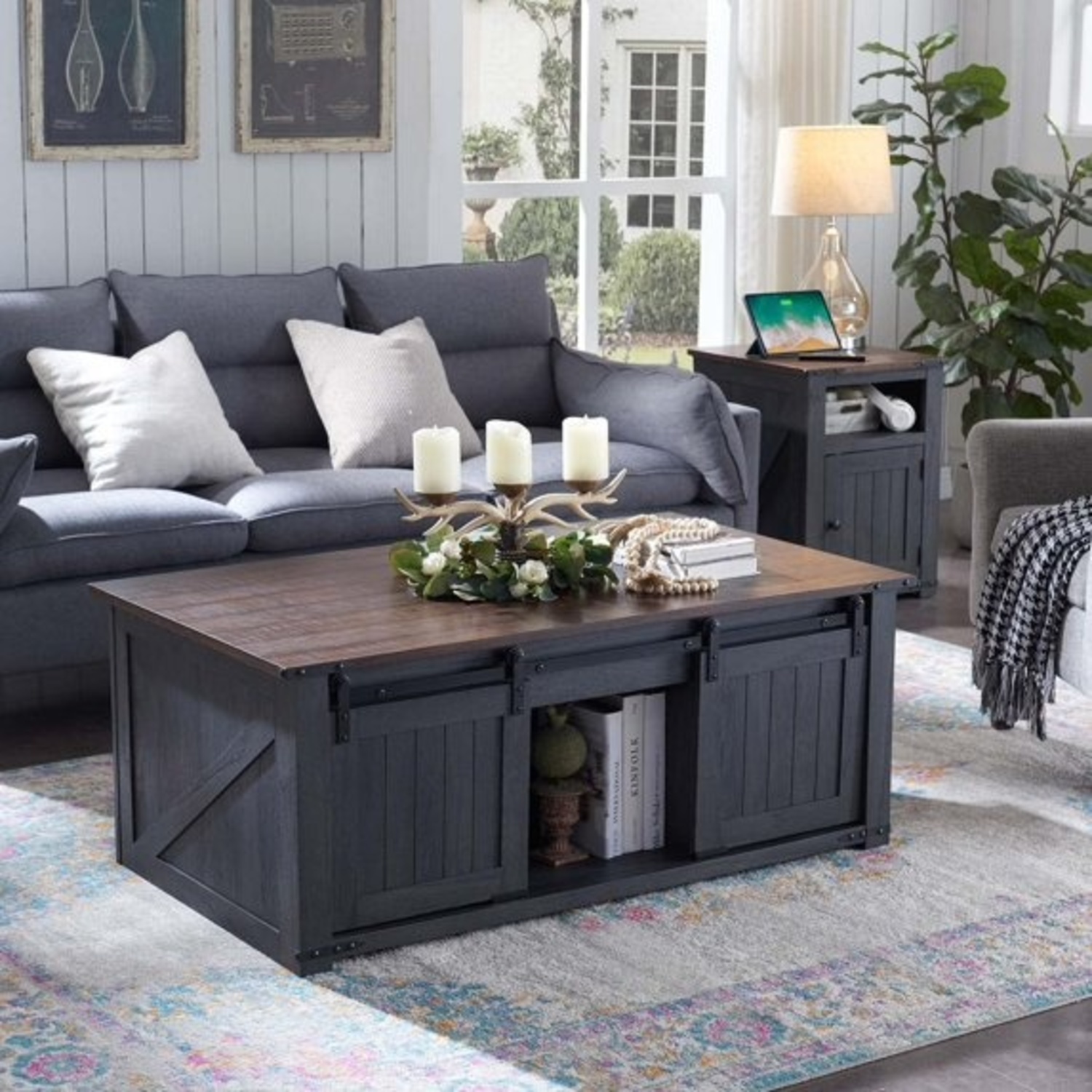 Walmart Dark Gray Wood Coffee Table - image-4