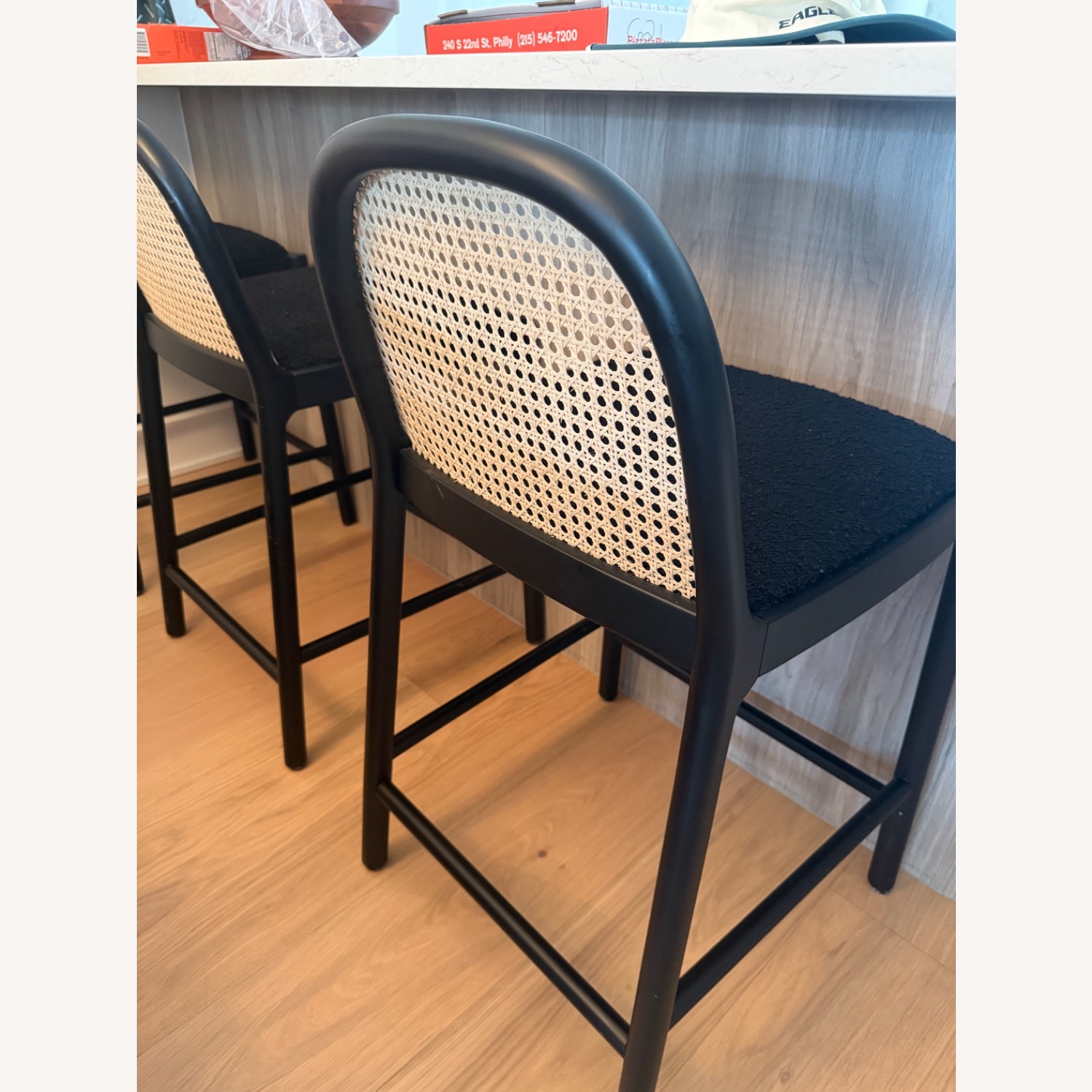 CB2 Black Fabric Stool Set of 3 - image-2
