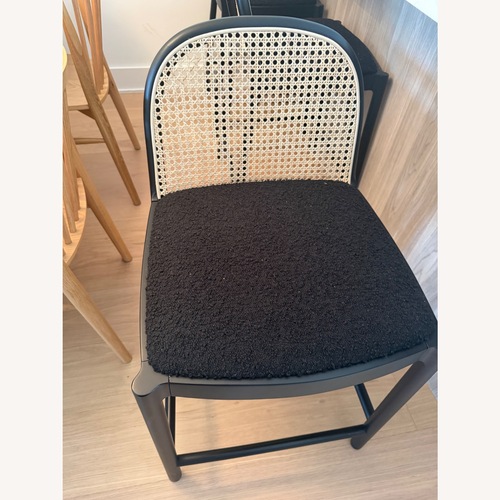 Used CB2 Black Fabric Stool Set of 3 for sale on AptDeco