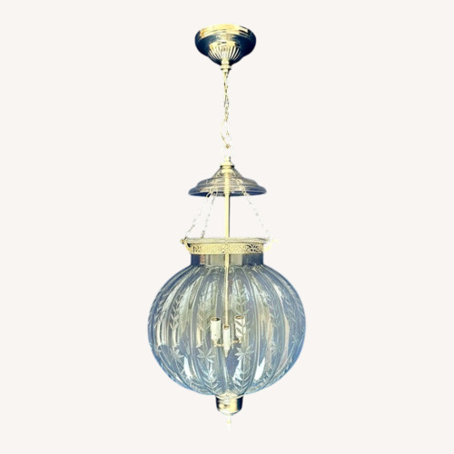 Used Designer Etched Glass Lantern Polished Nickel for sale on AptDeco