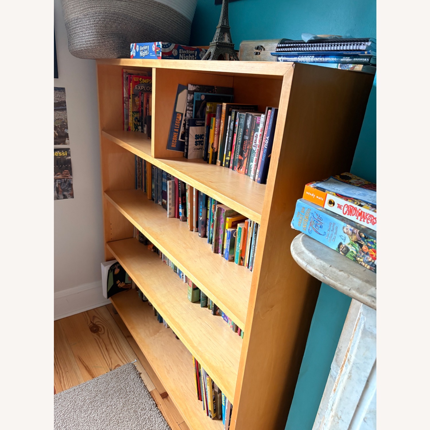 Vintage/Antique Light Brown Wood Bookcase - image-2