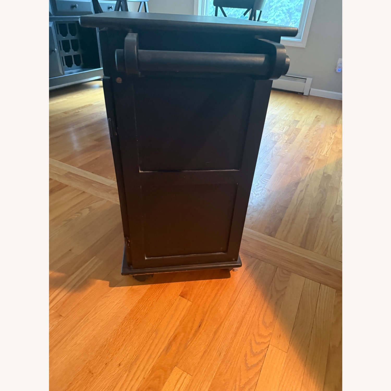 Black Painted Wood Bar Cart with Wheels - image-5