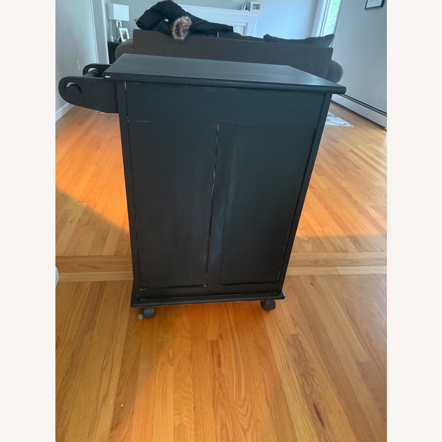 Black Painted Wood Bar Cart with Wheels - image-4