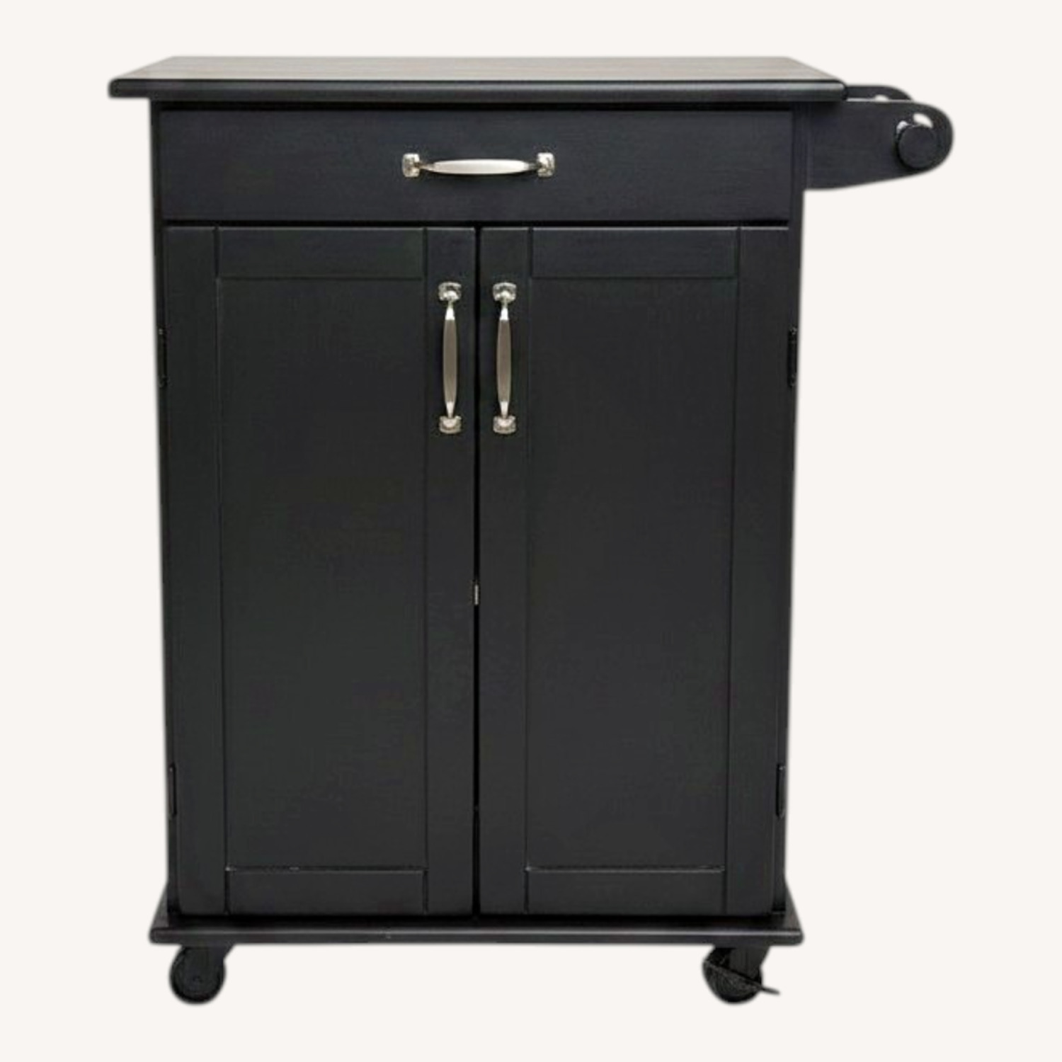 Black Painted Wood Bar Cart with Wheels - image-0