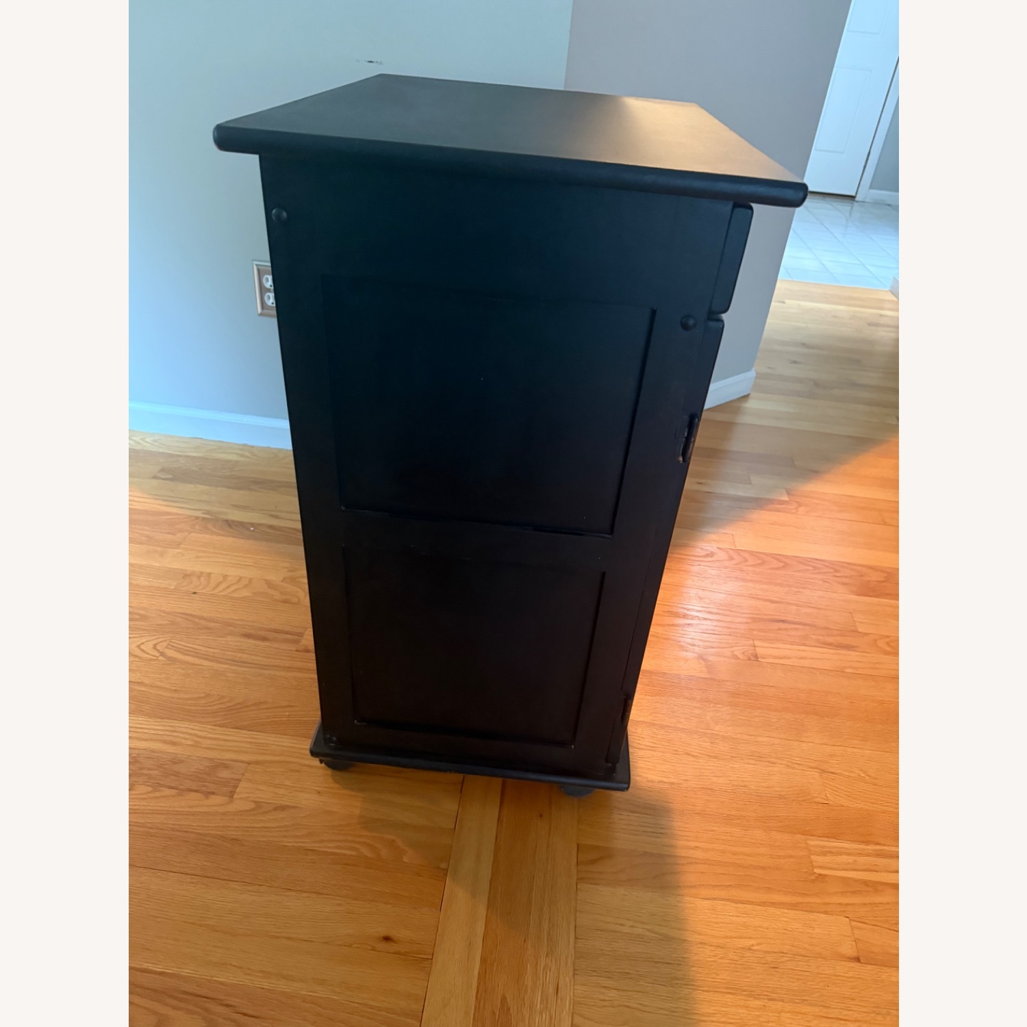 Black Painted Wood Bar Cart with Wheels - image-3