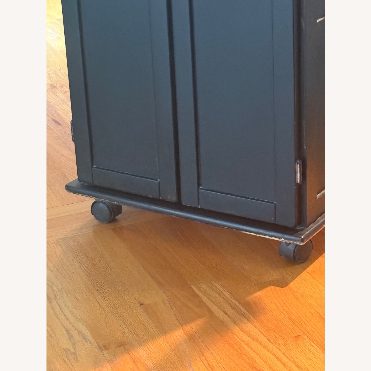 Black Painted Wood Bar Cart with Wheels - image-10