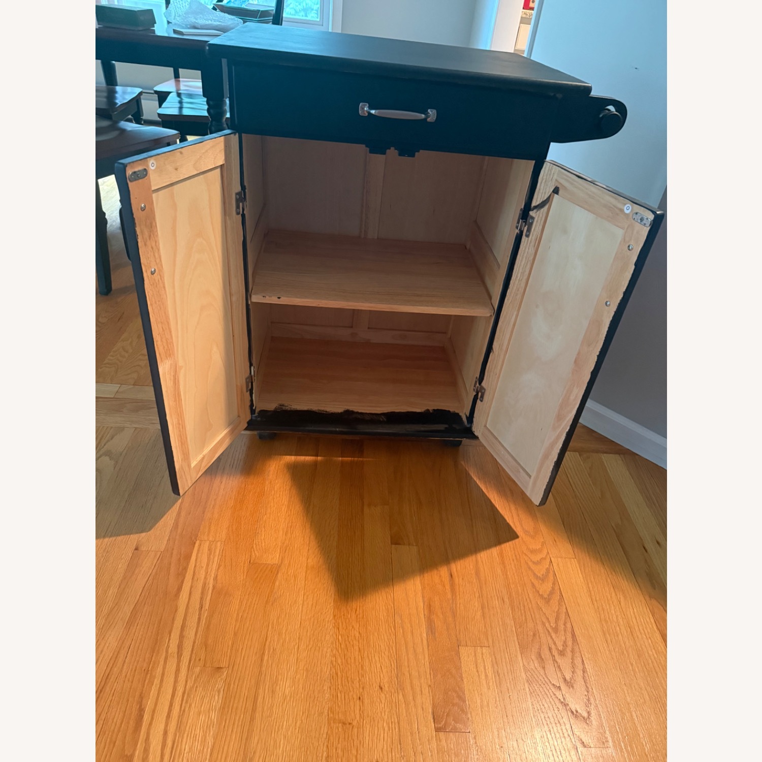 Black Painted Wood Bar Cart with Wheels - image-6