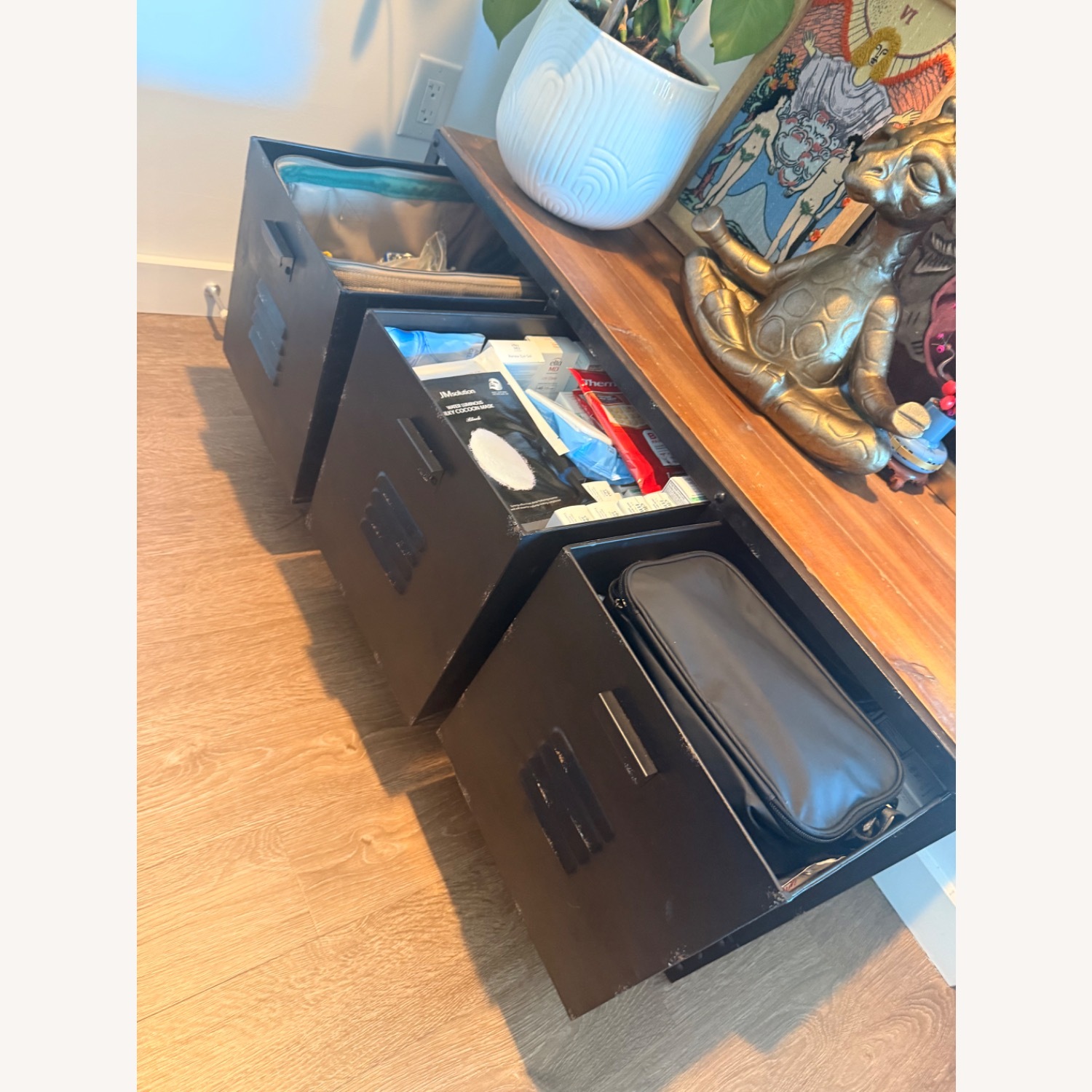 Industrial Metal and Wood 3 Drawer Storage - image-2