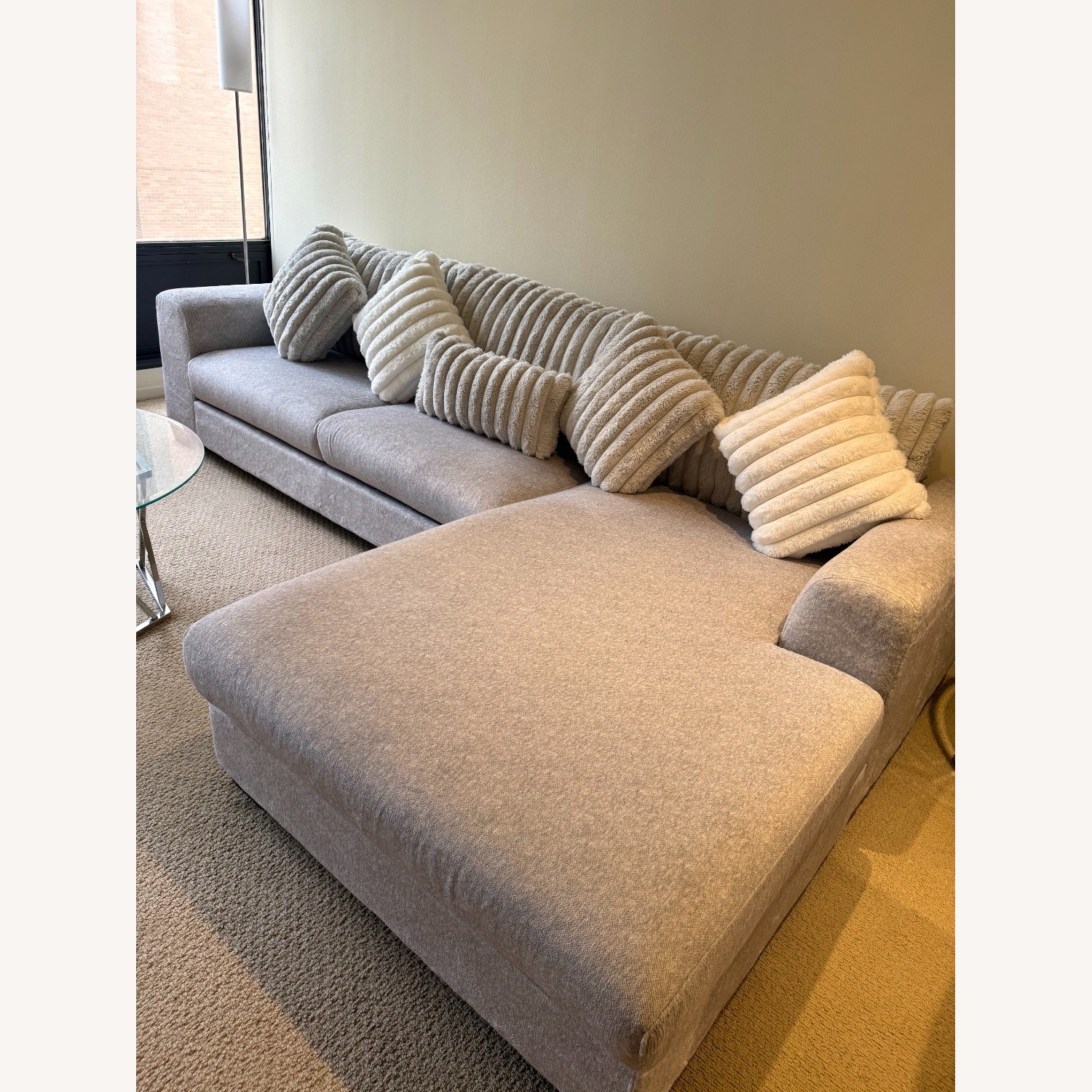 2-Piece Sectional Sofa Light Gray White - image-2