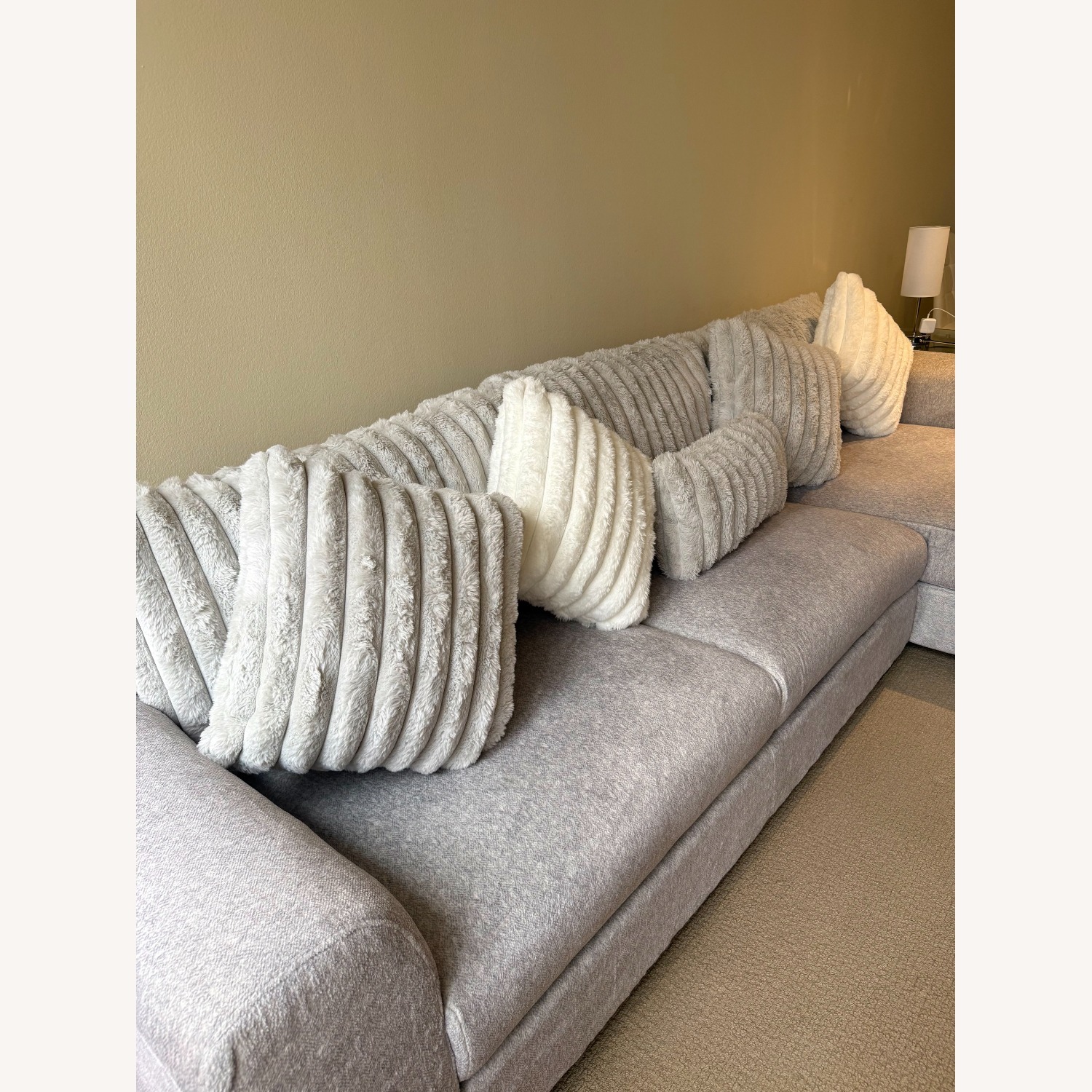 2-Piece Sectional Sofa Light Gray White - image-3