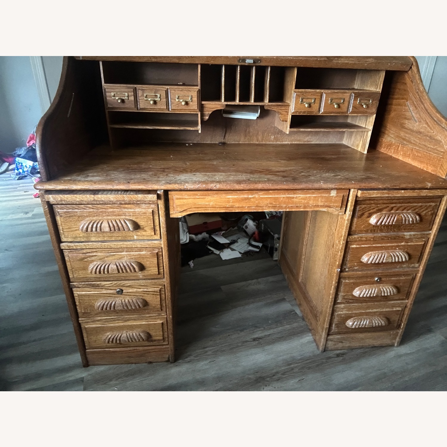 Jefferson Vintage/Antique Light Brown Wood Desk - image-2