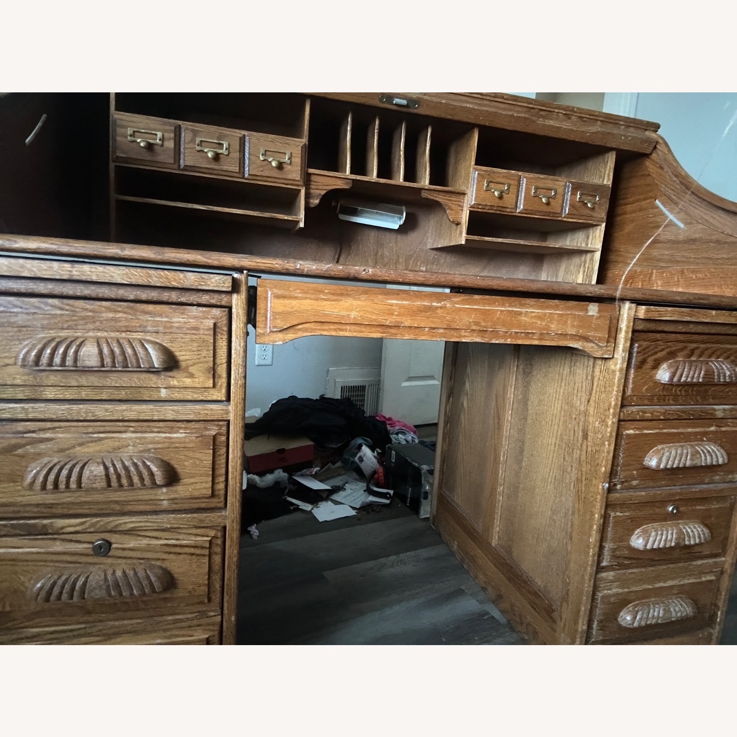 Jefferson Vintage/Antique Light Brown Wood Desk - image-3