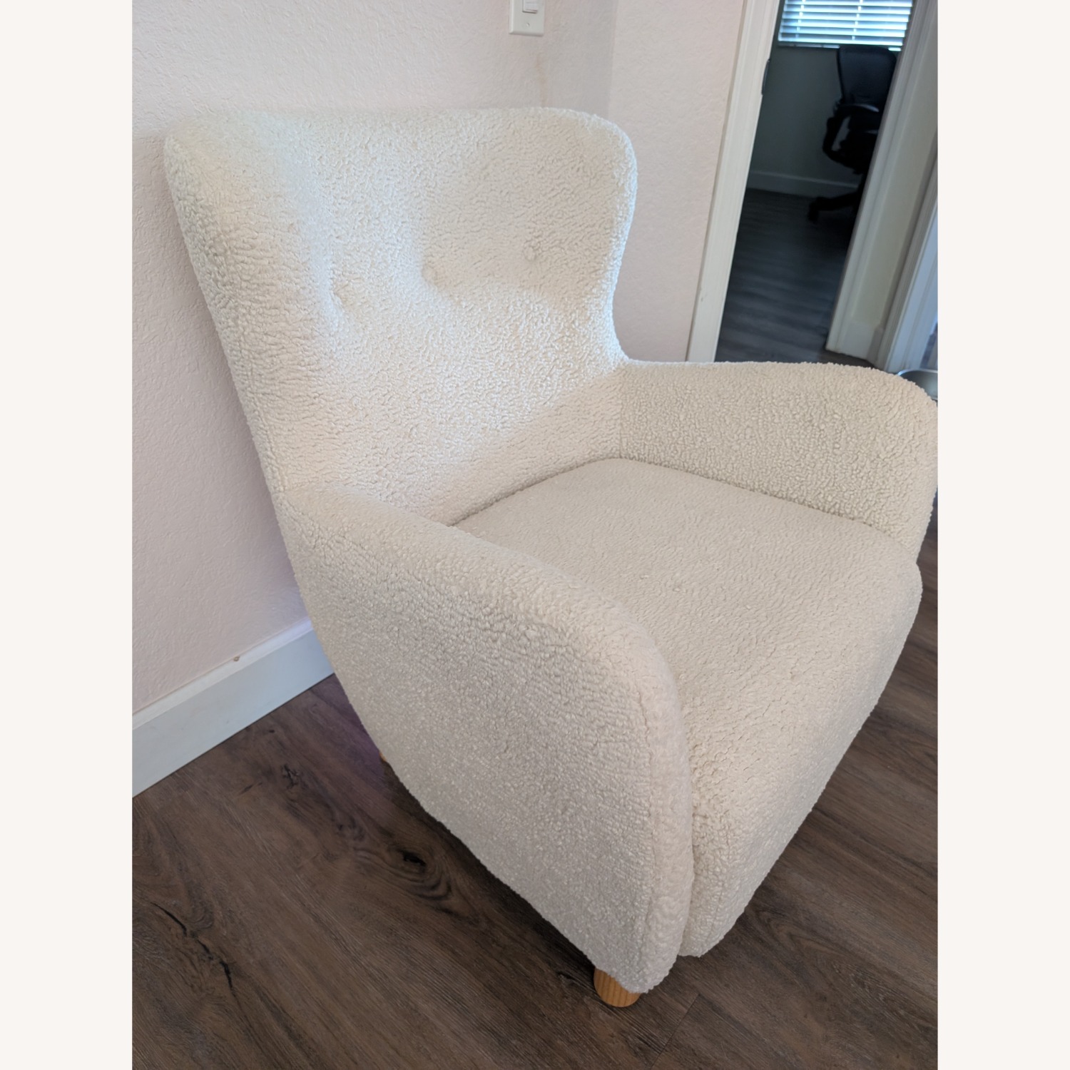 White Sherpa Wingback Armchair - image-3