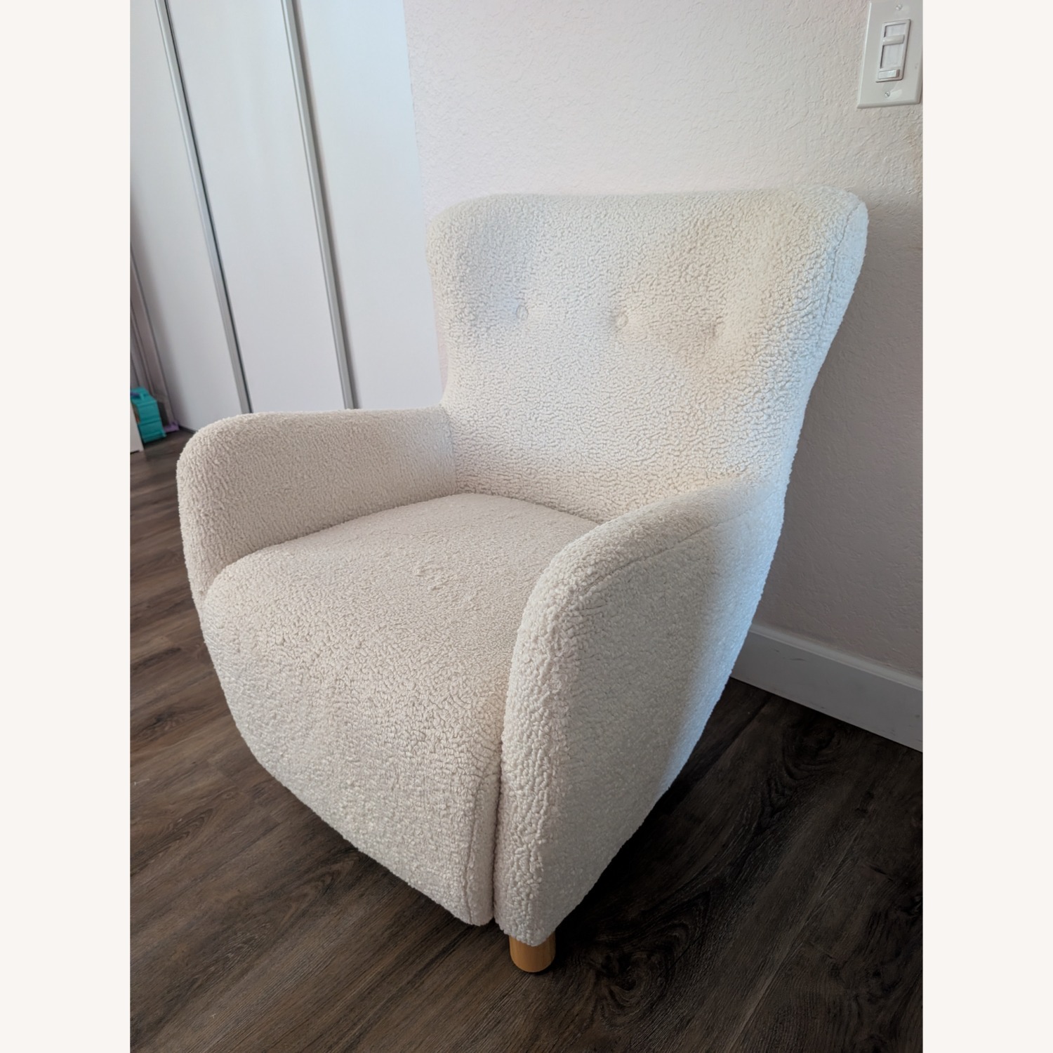 White Sherpa Wingback Armchair - image-2
