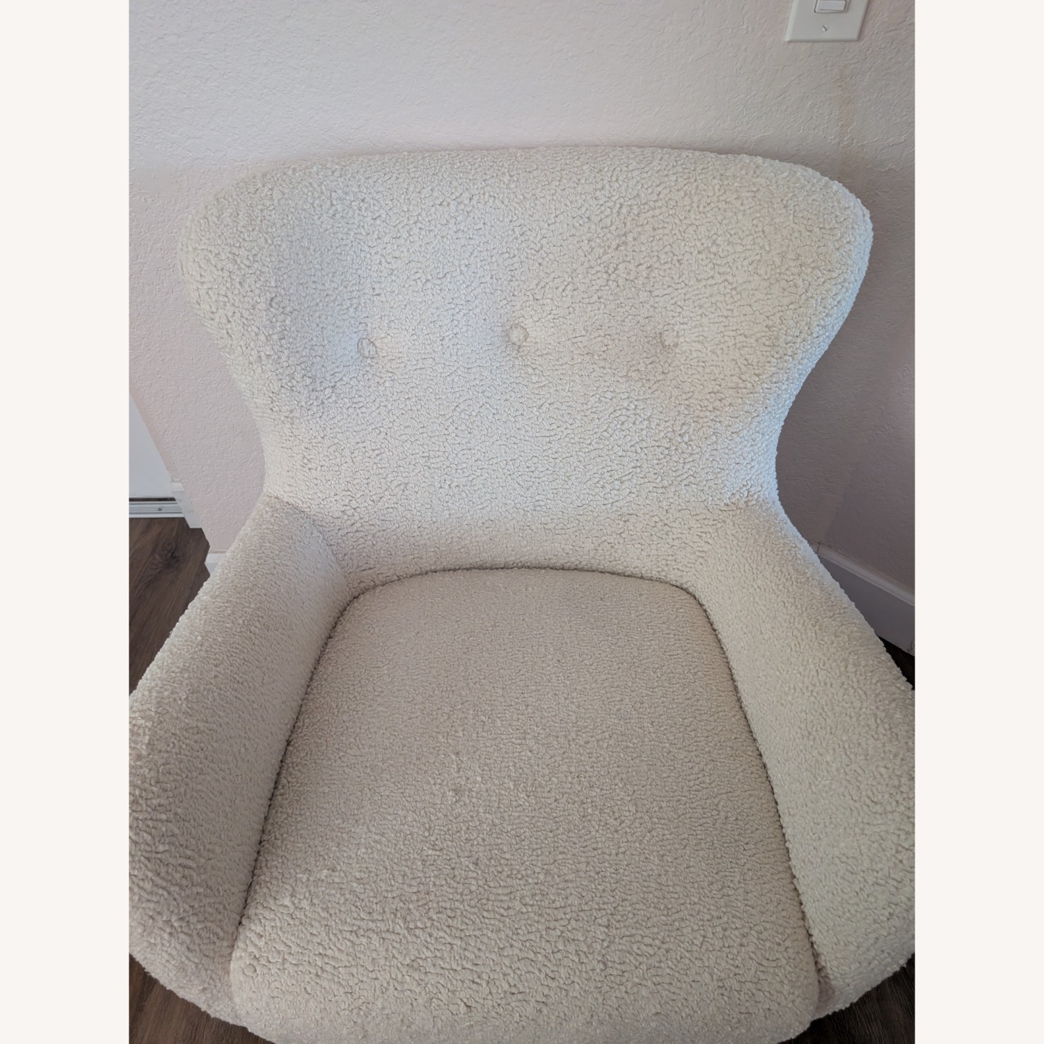 White Sherpa Wingback Armchair - image-4