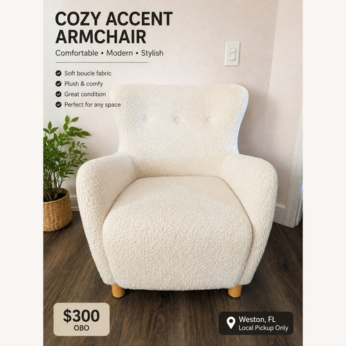 Used White Sherpa Wingback Armchair for sale on AptDeco