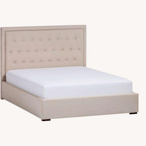 Used Target Tufted Queen Storage Platform Bed in Beige for sale on AptDeco