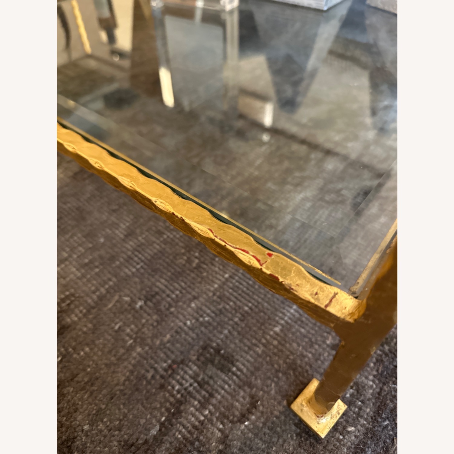 Mid Century Glass and Gold Leaf Coffee Table - image-4