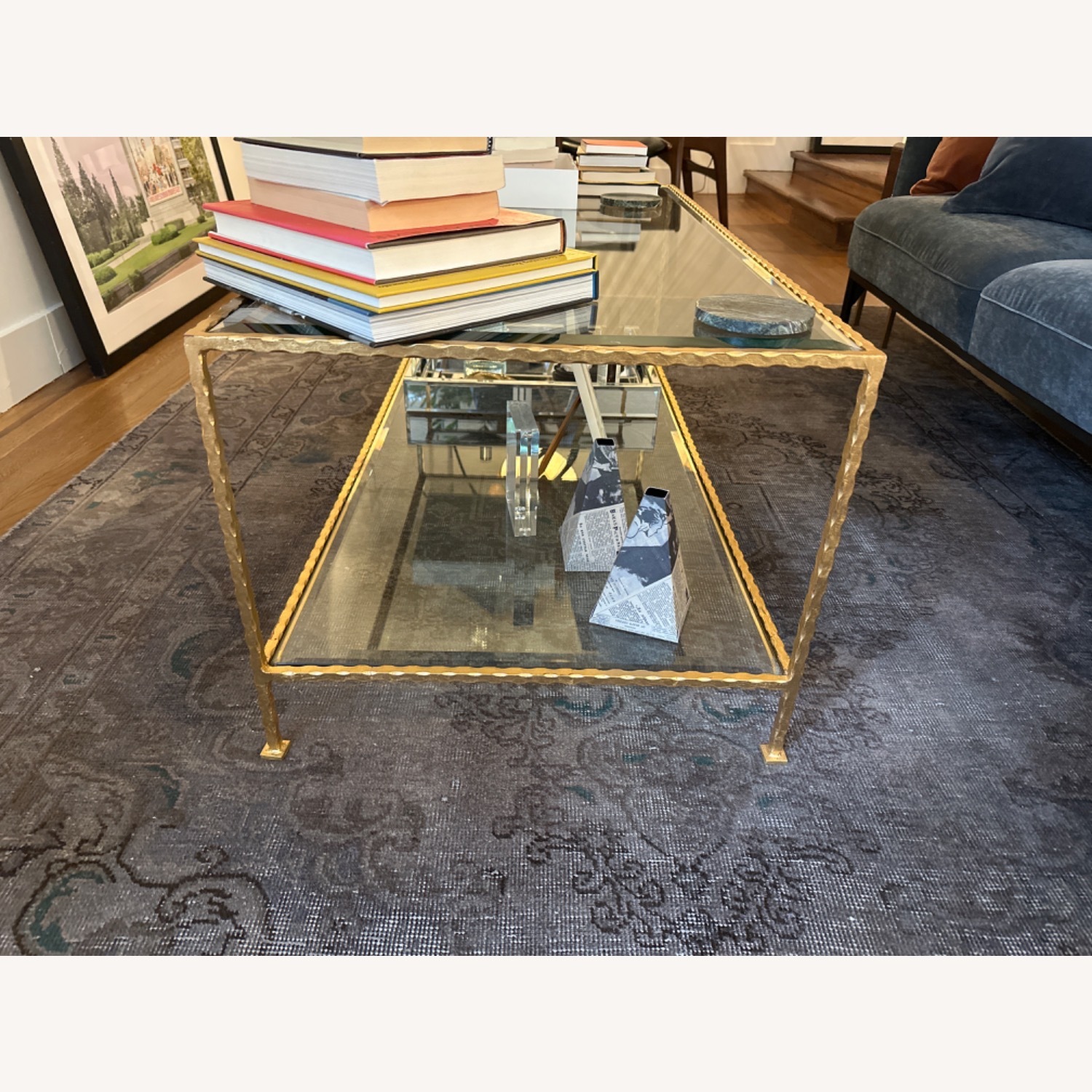 Mid Century Glass and Gold Leaf Coffee Table - image-3