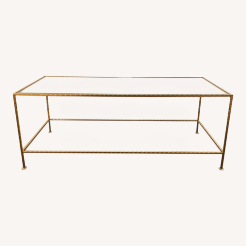 Used Mid Century Glass and Gold Leaf Coffee Table for sale on AptDeco