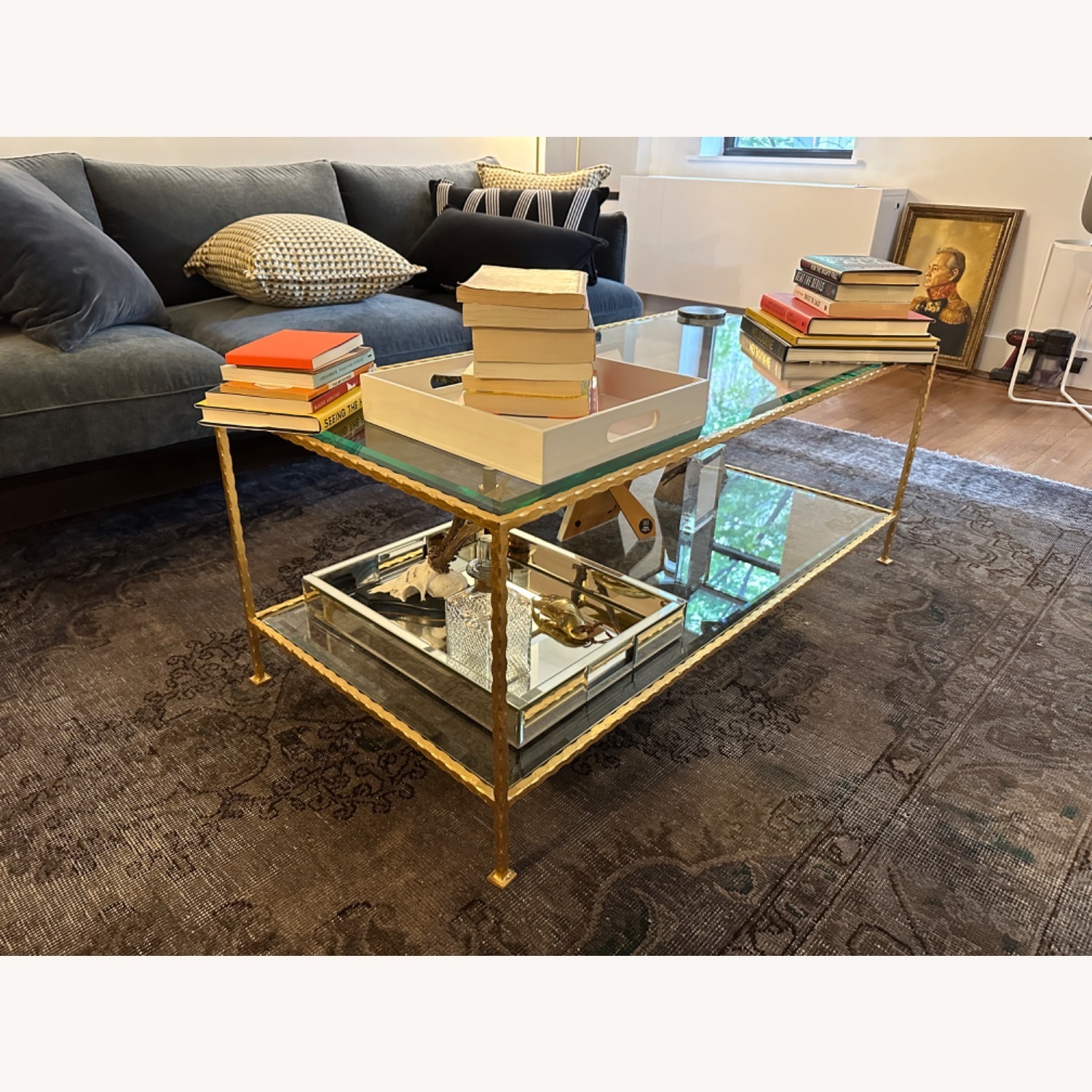 Mid Century Glass and Gold Leaf Coffee Table - image-2