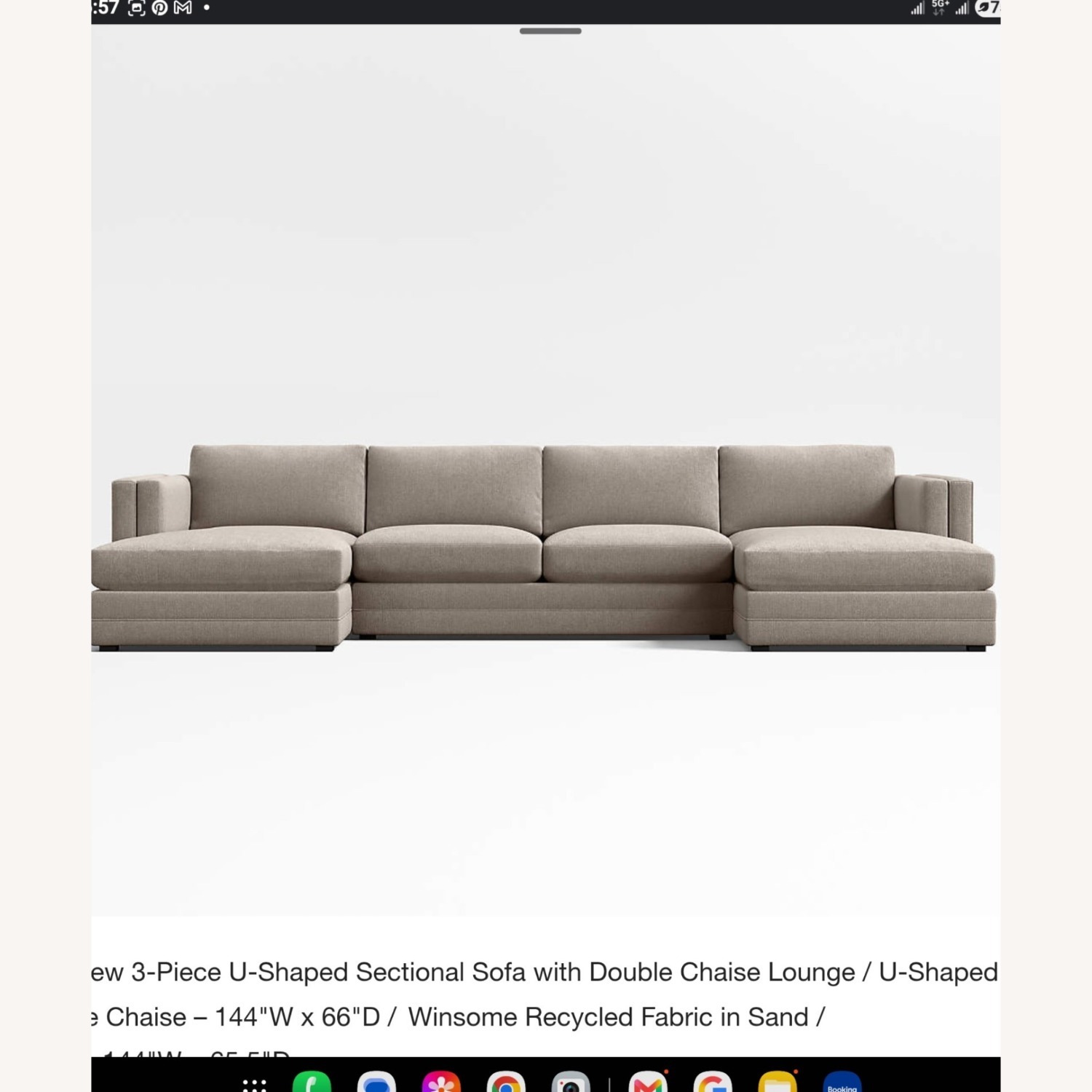 Crate & Barrel Light Gray 3+ Piece Sectional - image-5