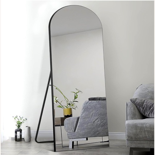 Used Amazon Black Glass Floor Mirror for sale on AptDeco