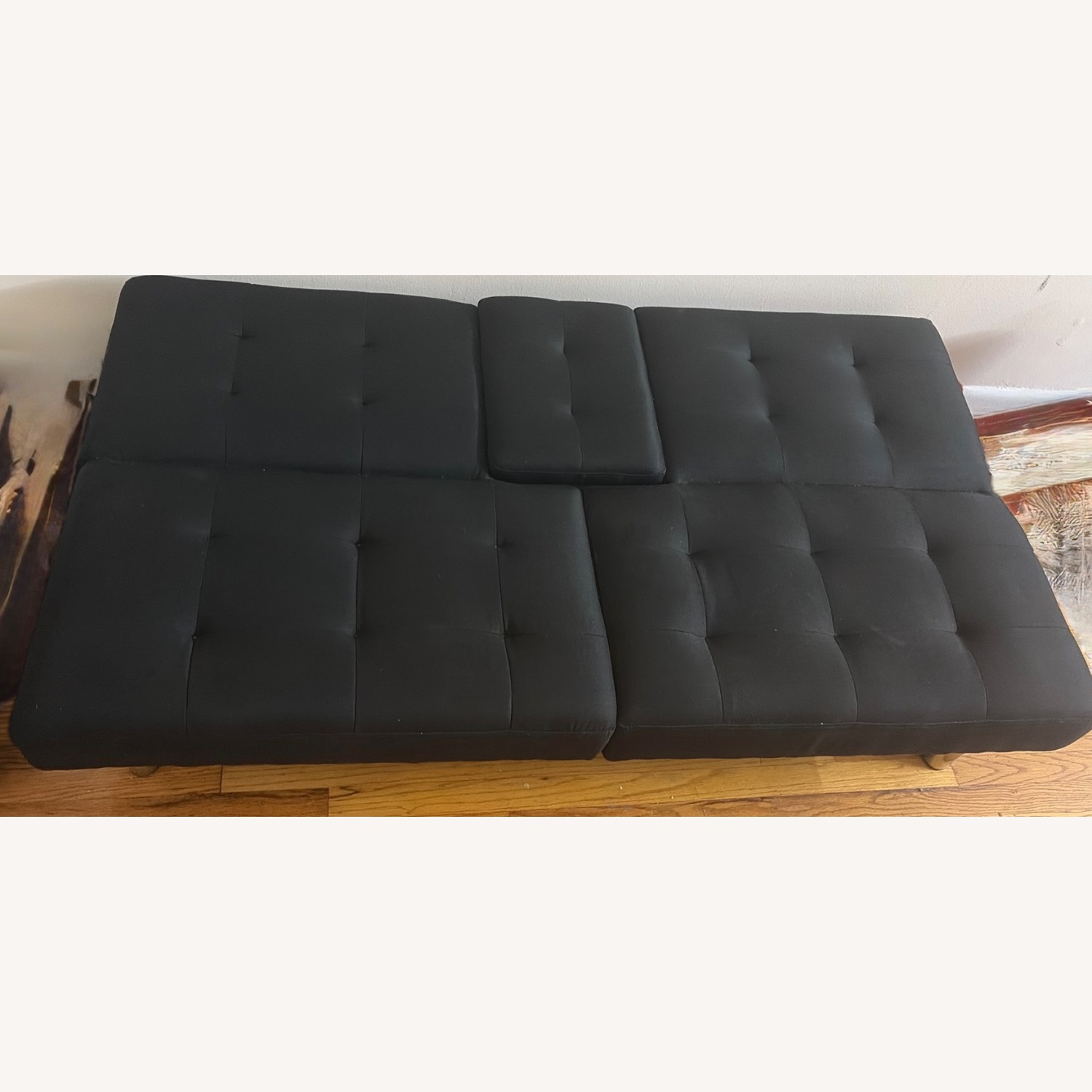 Black Fabric Futon - image-2