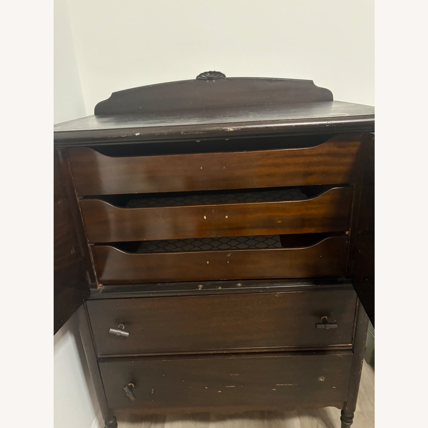 Vintage/Antique Dark Brown Wood Dresser - image-3