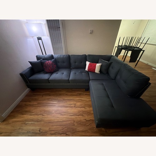 Used Navy Blue Color L-Shaped Sectional Couch  for sale on AptDeco