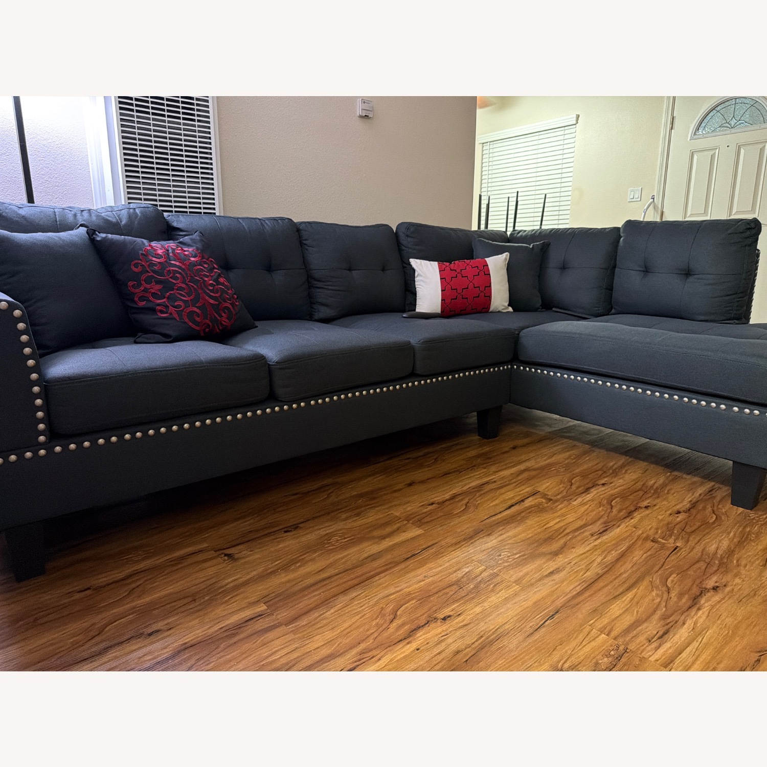 Navy Blue Color L-Shaped Sectional Couch - image-4