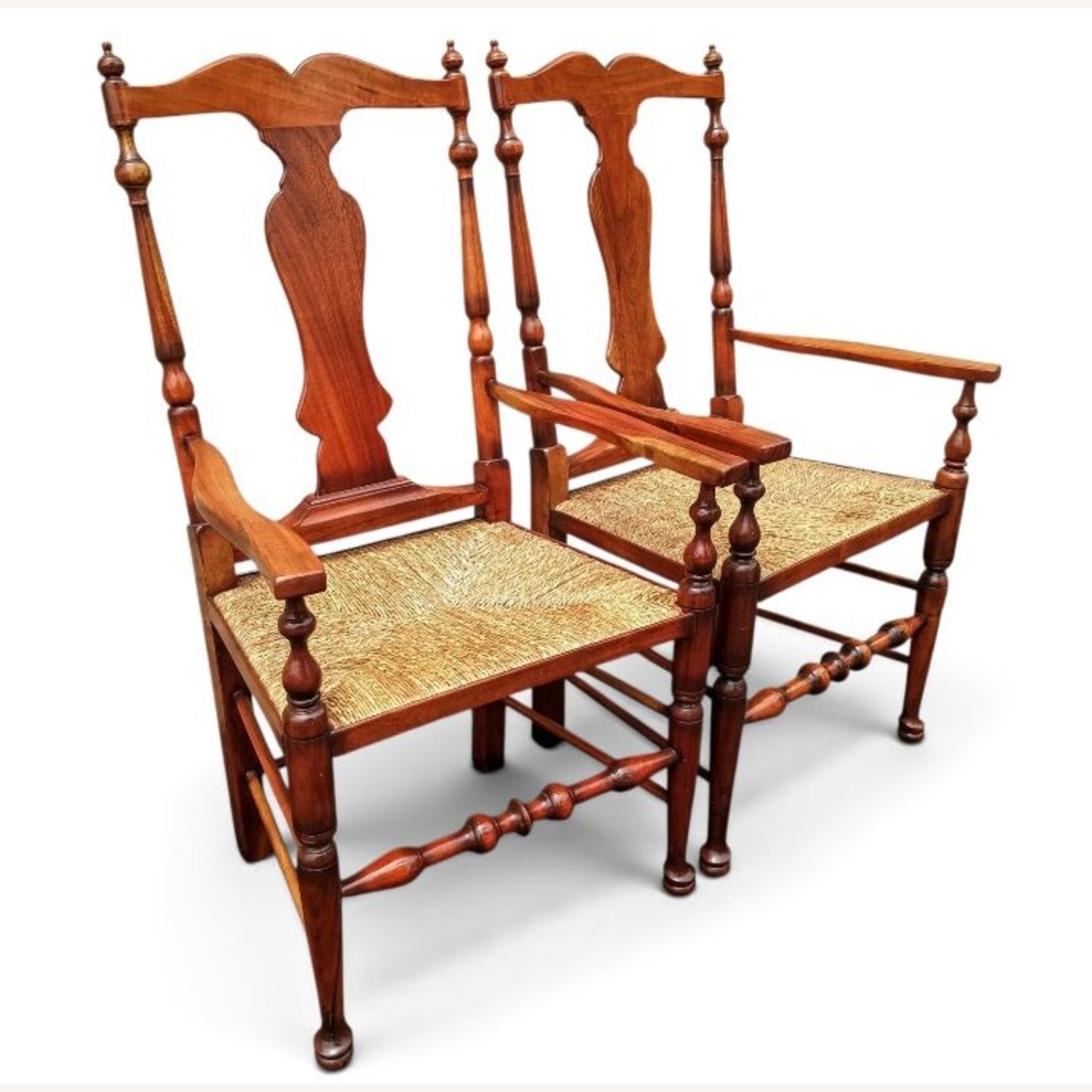 Vintage/Antique Dark Brown Wood Armchair - image-1