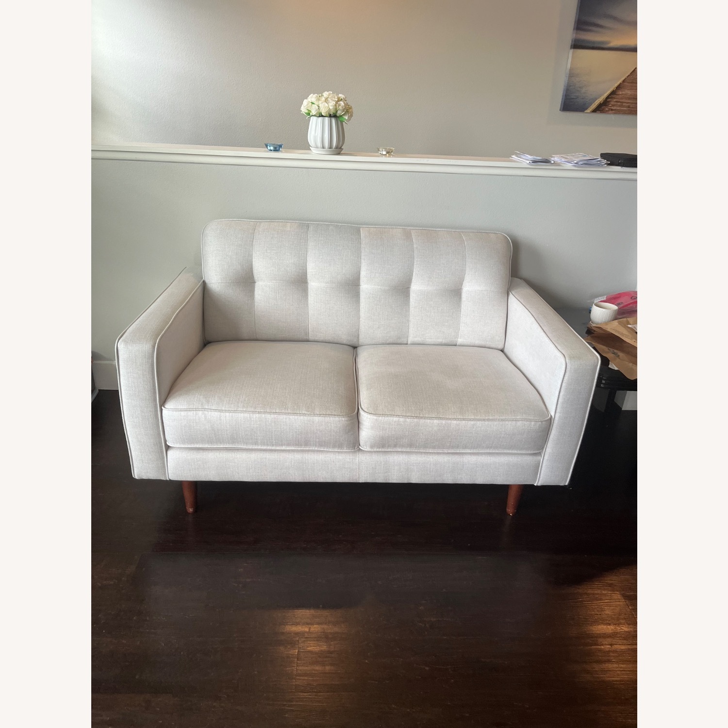 Light Gray Fabric 2 Seater Sofa - image-1