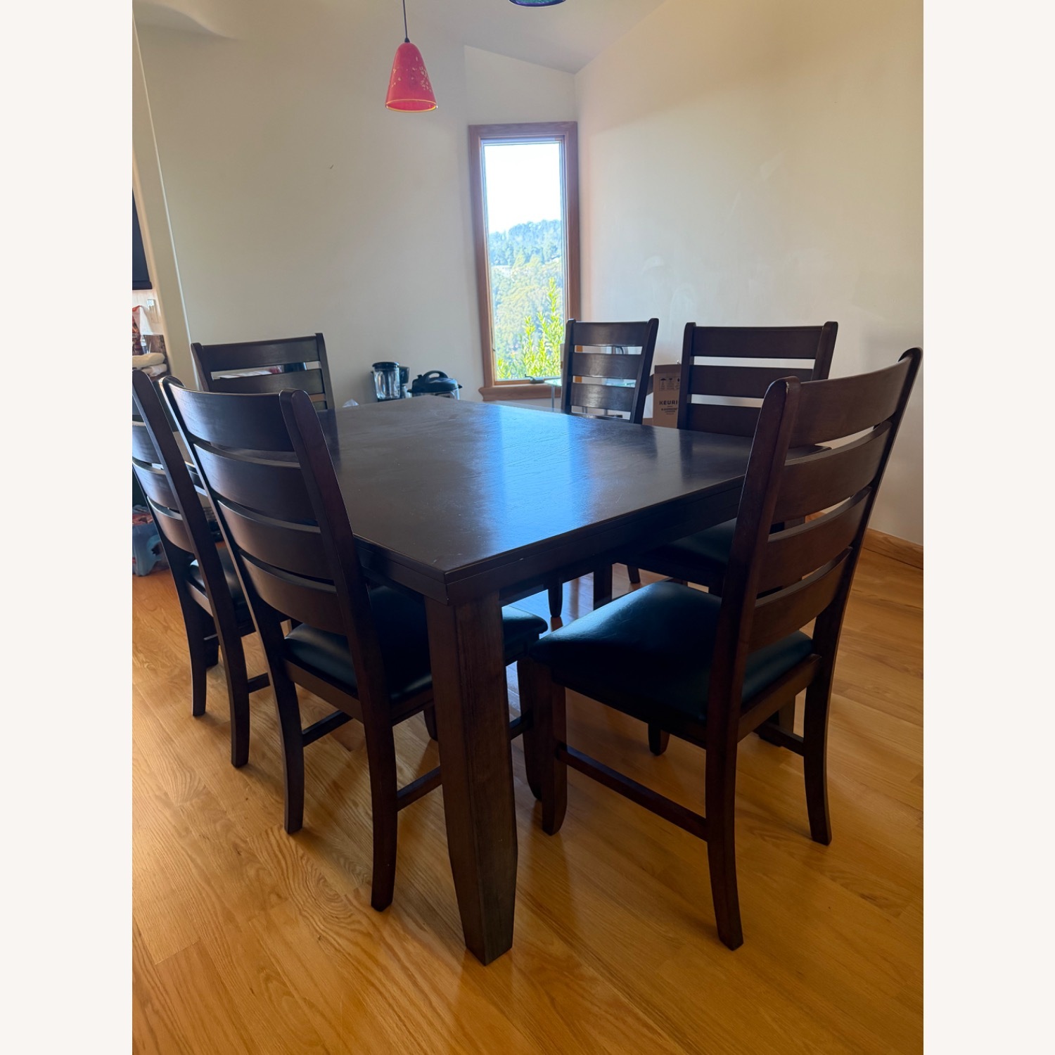 Dark Brown Wood Dining Set - image-3